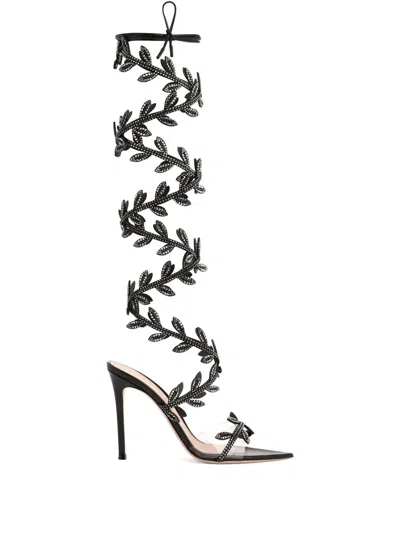 Gianvito Rossi 105m Crystal Flavia Sandals In Black