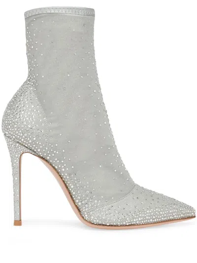 Gianvito Rossi 105mm Aurora Boots In Silver
