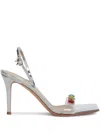 Gianvito Rossi Crystal Embellished Transparent Strap Sandals In Silver