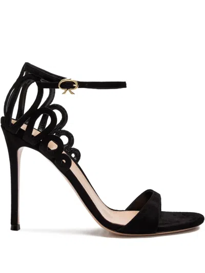 GIANVITO ROSSI 105MM ELISA CUT-OUT SUEDE SANDALS
