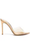 Gianvito Rossi Elle Leather And Pvc Heeled Mules In Gold