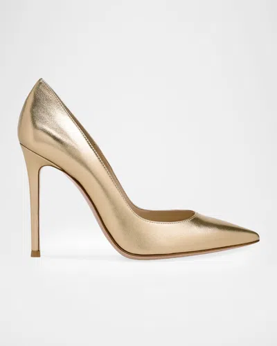 Gianvito Rossi 105mm Gianvito Metallic Leather Pumps In Gold