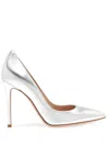 Gianvito Rossi Metallic Napa Open-toe Pumps In Silver