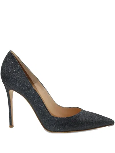 Pre-owned Gianvito Rossi 105mm Glitter Pointed-toe Pumps In Blue