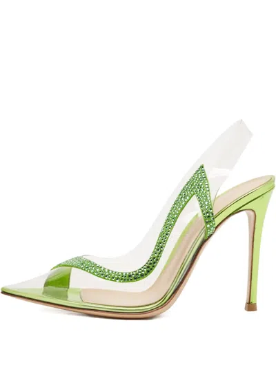 Pre-owned Gianvito Rossi 105mm Hortensia Crystal-embellished Pumps In Green