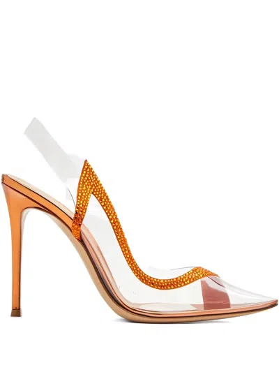 Gianvito Rossi 105mm Hortensia Crystal-embellished Pumps In Orange