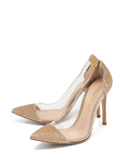 Pre-owned Gianvito Rossi 105mm Plexi Glittered Pointed-toe Heels