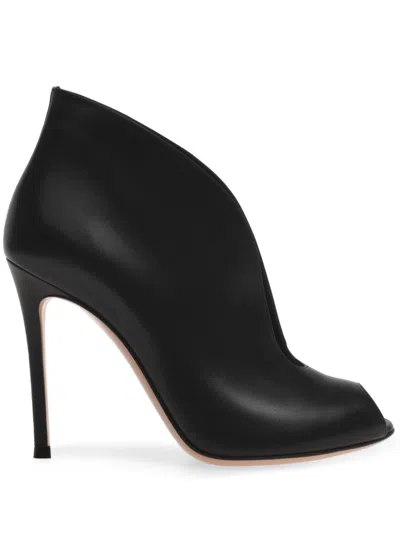 Gianvito Rossi Vamp 105 Calf Leather Peep-toe Ankle Boots In Black