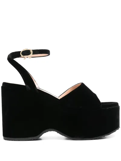 Gianvito Rossi 105mm Velvet Sandals In Black