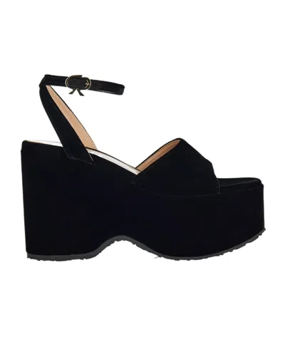 Gianvito Rossi 105mm Velvet Sandals In Black