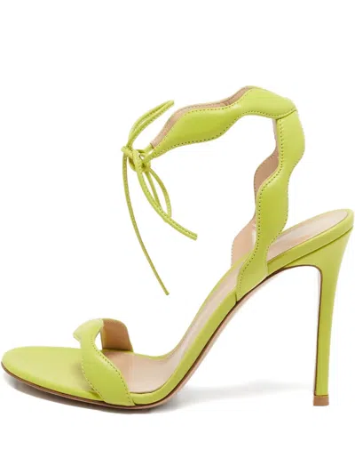 Pre-owned Gianvito Rossi 105mm Wavy Leather Heeled Sandals In Green
