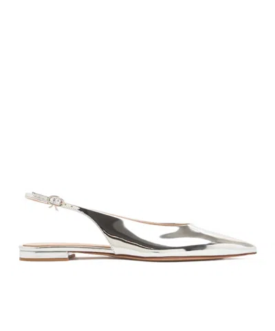 Gianvito Rossi 10mm Metallic Leather Slingback Flats In Gray