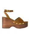 Gianvito Rossi Suede Ankle-strap Platform Sandals In Brown