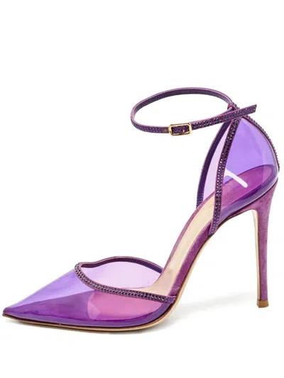Pre-owned Gianvito Rossi 110mm Crystal Pumps In Purple