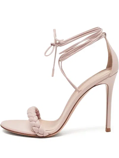Pre-owned Gianvito Rossi 110mm Leomi Braided-strap Stiletto Sandals In Pink