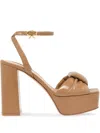 Gianvito Rossi Padded Leather Knot Platform Sandals In Neutrals