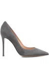 Gianvito Rossi Suede Pointed Toe Pumps In Gray