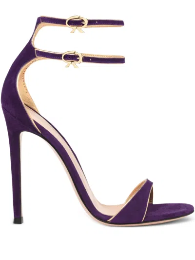 Gianvito Rossi 115mm Victorine Double-buckle Heeled Sandals In Purple