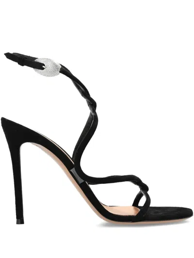 Gianvito Rossi Jungle Mamba Suede Ankle-strap Sandals In Black