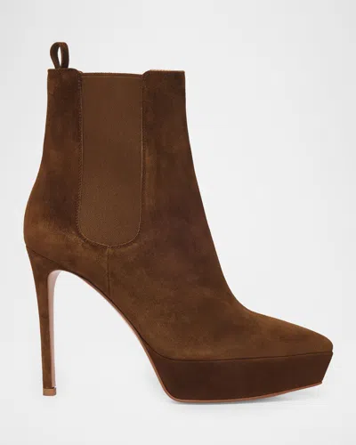 Gianvito Rossi 120mm Suede Pointed-toe Booties In Brown