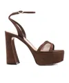 Gianvito Rossi Suede Mesh Platform Sandals In Brown