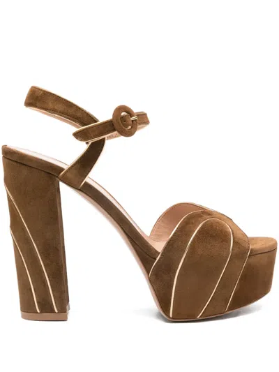 Gianvito Rossi 125mm Platform Suede High-heeled Sandals In Brown