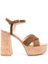 Gianvito Rossi 128mm Suede Platform Sandals In Braun