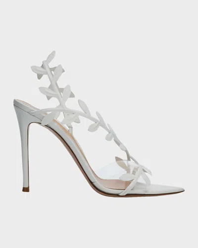 Gianvito Rossi Flavia Vine-wrapped Leather Stiletto Sandals In White