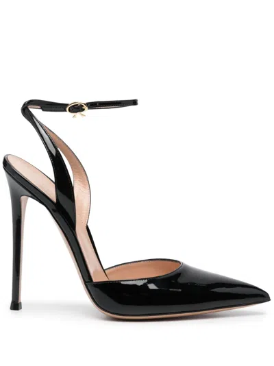 Gianvito Rossi 130mm Patent Pointed Sandals In Black