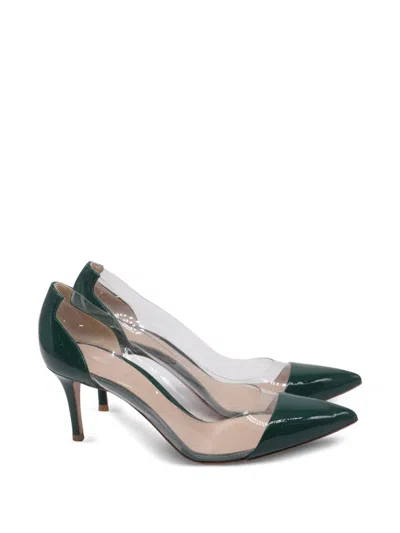 Pre-owned Gianvito Rossi 2024 Plexi Pointed-toe Heeled Pumps In Green
