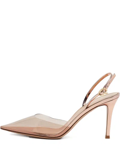Pre-owned Gianvito Rossi 2024  90mm Ribbon D'orsay Clear Heeled Pumps In Pink