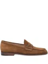 Gianvito Rossi 20mm Georgie Penny-strap Suede Loafers In Brown