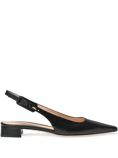 Gianvito Rossi Tokio Calfskin Slingback Ballerina Flats In Black