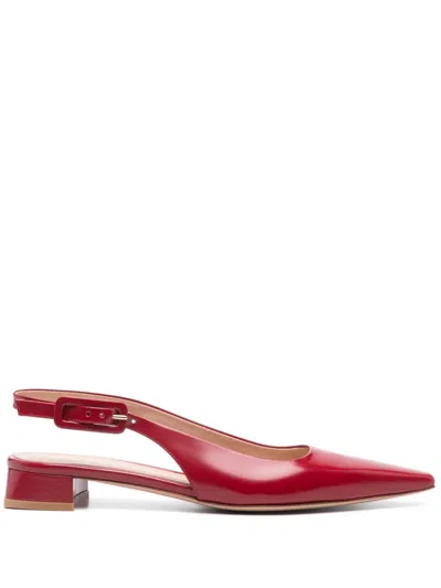 Gianvito Rossi 20mm Tokio Leather Slingback Flats In Red