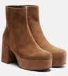 Gianvito Rossi 35 Suede Platform Ankle Boots In Brown