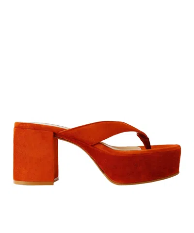 Gianvito Rossi 35 Suede Platform Thong Sandals In Red
