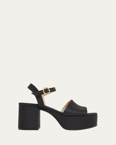 Gianvito Rossi 35mm Canvas Platform Block-heel Sandals In Black