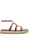 Gianvito Rossi Embellished Leather Espadrille Sandals In Brown
