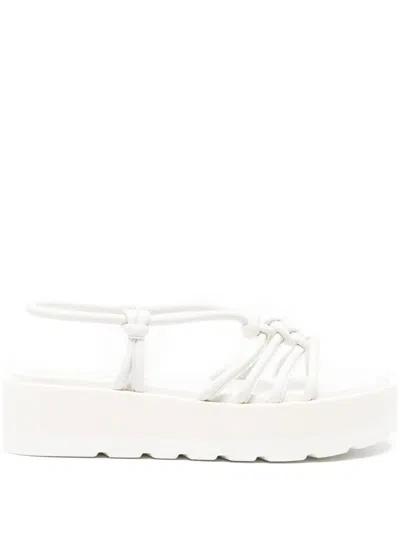 Gianvito Rossi Leather Sandals With Knotted Detail And Platform In White