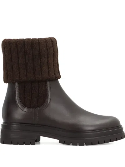 Gianvito Rossi 40mm Tenney Leather Chelsea Boots In Brown