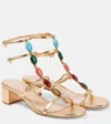 Gianvito Rossi 45 Embellished Metallic Leather Sandals In Gold