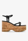 Gianvito Rossi 45 Knot Leather Wedge Sandals In Black