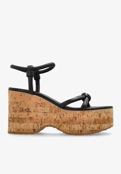 Gianvito Rossi 45 Knot Leather Wedge Sandals In Black