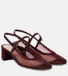 Gianvito Rossi 45 Leather-trimmed Slingback Mary Jane Pumps In Burgundy