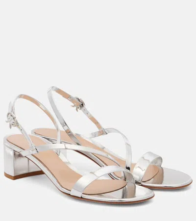 Gianvito Rossi 45 Metallic Leather Sandals In Silver