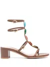 Gianvito Rossi Stone Embellished Double Ankle Strap Sandal