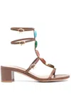 Gianvito Rossi Stone Embellished Double Ankle Strap Sandal In Brown