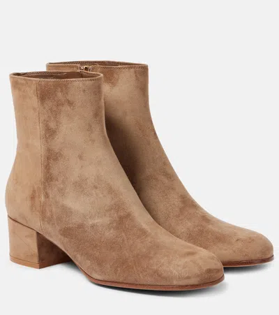 Gianvito Rossi 45 Suede Ankle Boots In Neutrals
