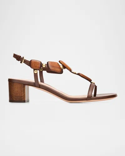 Gianvito Rossi 45mm Beaded Nappa Leather Sandals In Brown