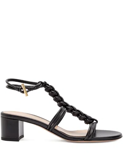 Gianvito Rossi 45mm Capua Leather Heeled Sandals In Black